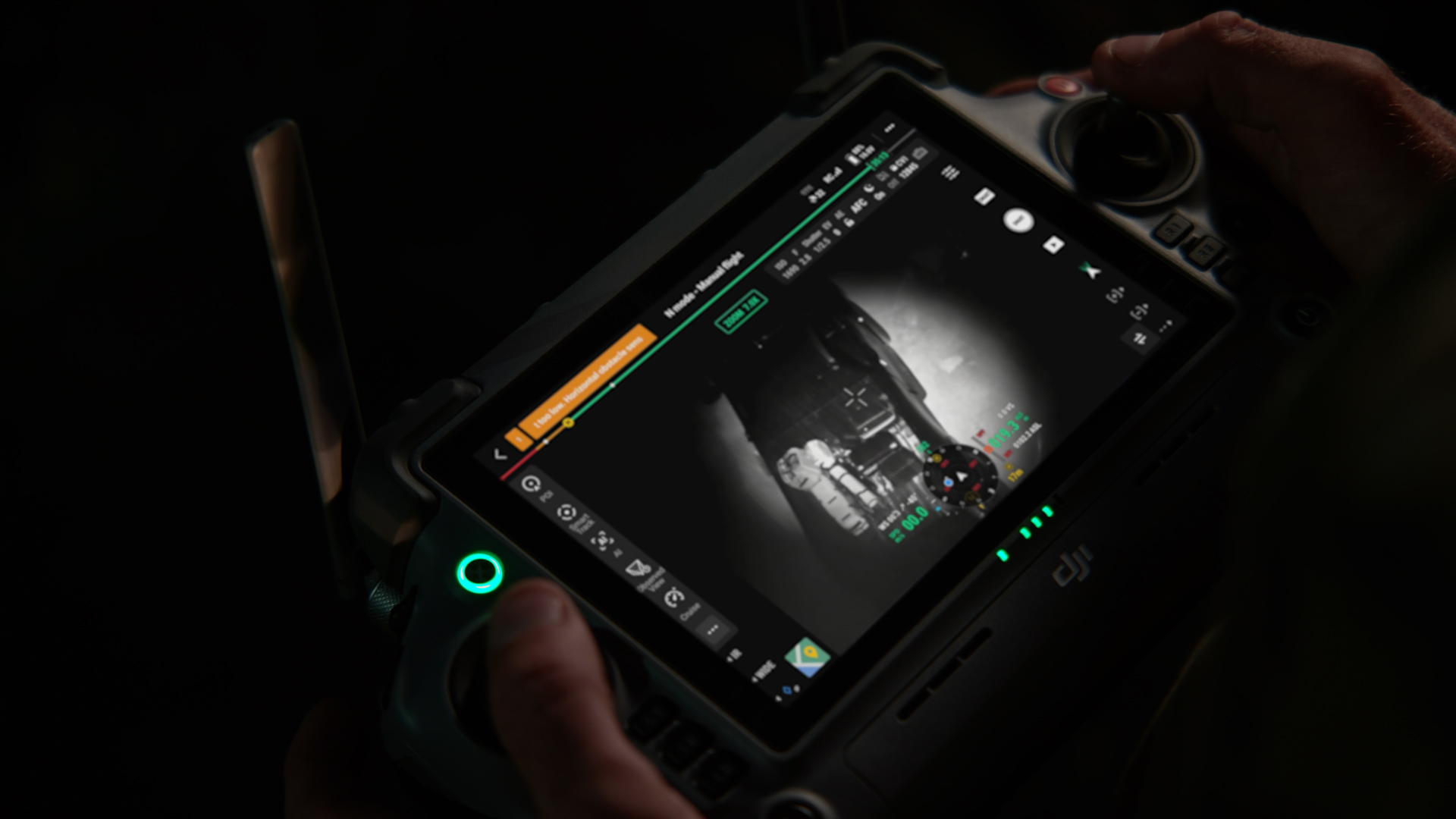DJI remote controller with thermal camera view
